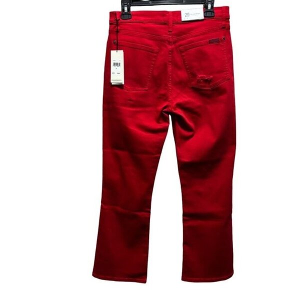 7 For All Mankind Women's Red Distressed Straight-Leg Jeans Size 29 - Picture 2 of 11
